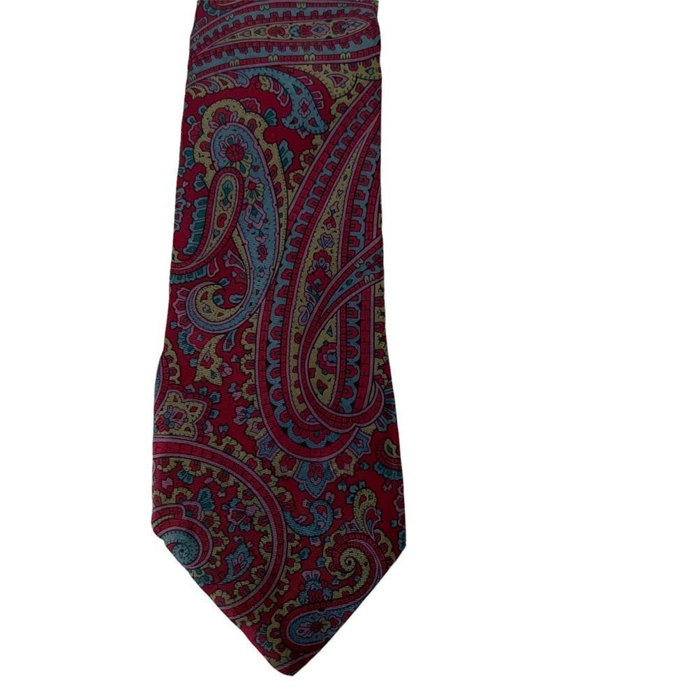 Vintage Marc Lewis Paisley Silk Tie Italian Silk Made in USA Red, Blue + Purple